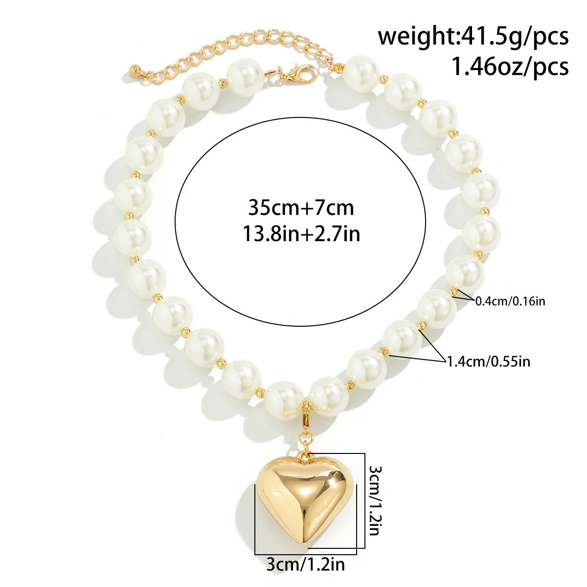 Glam Exaggerated Geometric Ccb Artificial Pearl Beaded Plating Valentine's Day Women's Necklace