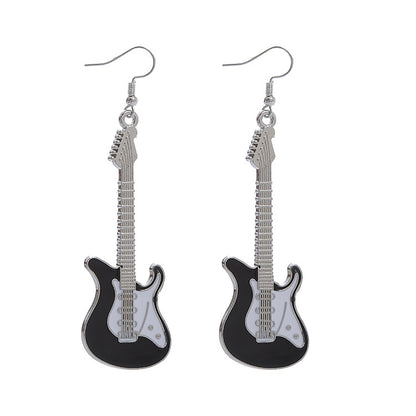 Classical Guitar Retro Contrast Color Chic Music Earrings Wholesale