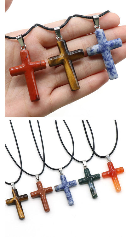 Fashion Cross Natural Stone Polishing Jewelry Accessories 1 Piece