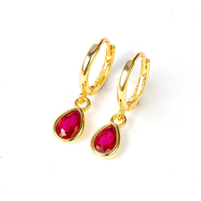 1 Pair Ig Style Simple Style Water Droplets Plating Inlay Copper Zircon Drop Earrings