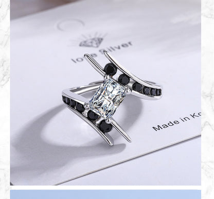 Streetwear Irregular Copper Plating Inlay Zircon White Gold Plated Open Rings