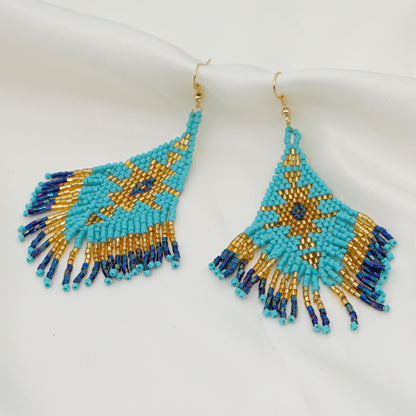 Ethnic Hand-woven Beads Geometric Tassel Earrings Wholesale Gooddiy