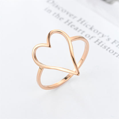 Simple Style Heart Shape Titanium Steel Plating Rings