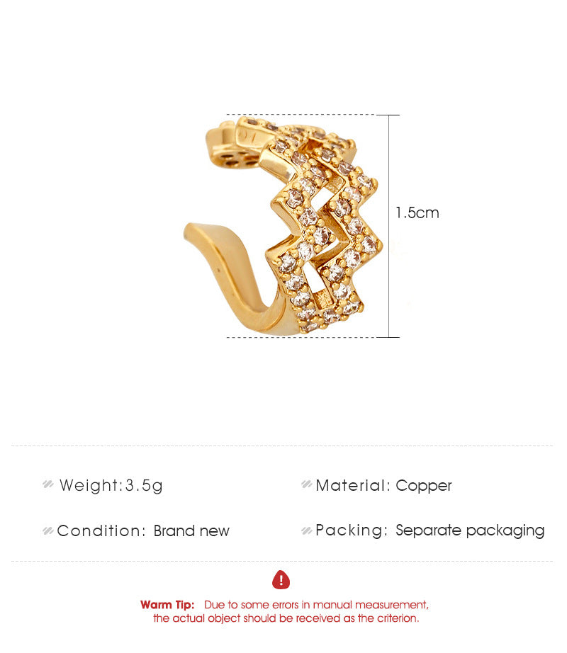 Wholesale Jewelry Diamond Wave Line Copper Ear Clip Gooddiy