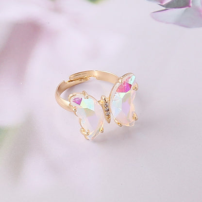 Fashion Gradient Butterfly Copper Adjustable Ring