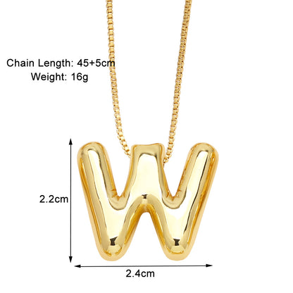 Simple Style Letter Copper Plating Pendant Necklace