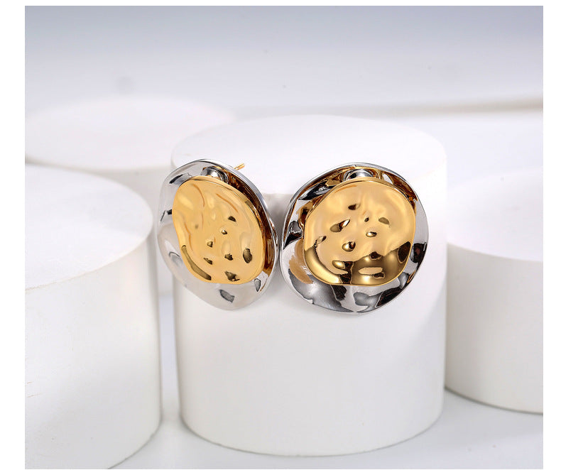 Fashion Round Copper Plating Ear Studs 1 Pair