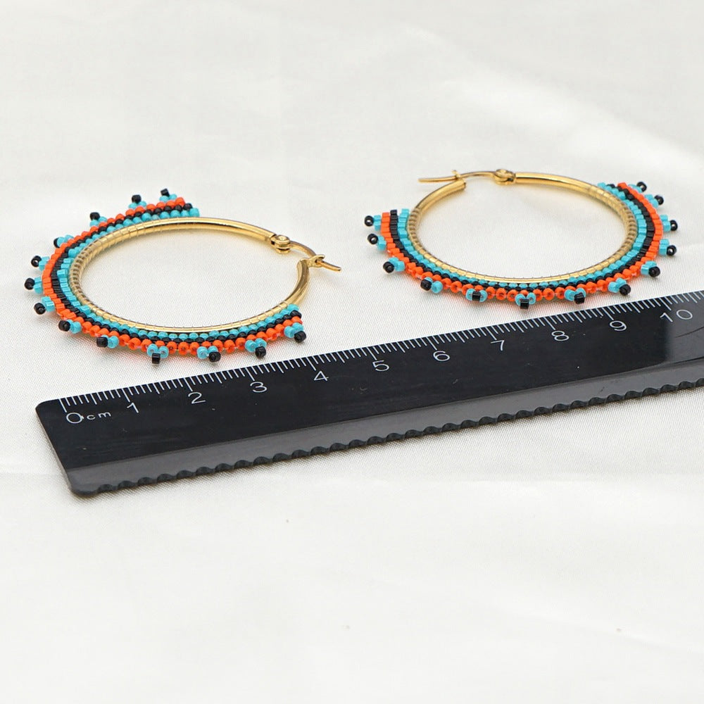 Bohemian Hoop Beaded Handmade Earrings