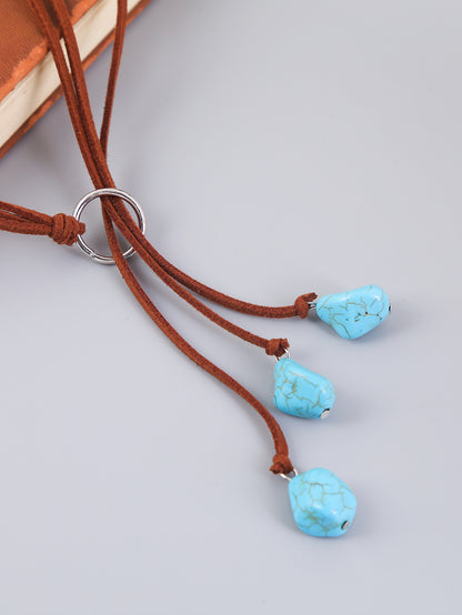 Ethnic Style Water Droplets Alloy Turquoise Plating Women's Pendant Necklace 1 Piece