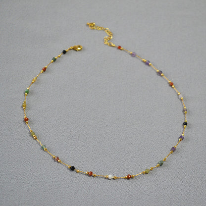 Bohemian Geometric Natural Stone Mixed Materials Necklace 1 Piece