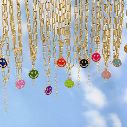 Wholesale New Dripping Smiley Face Pendent Alloy Necklace Gooddiy