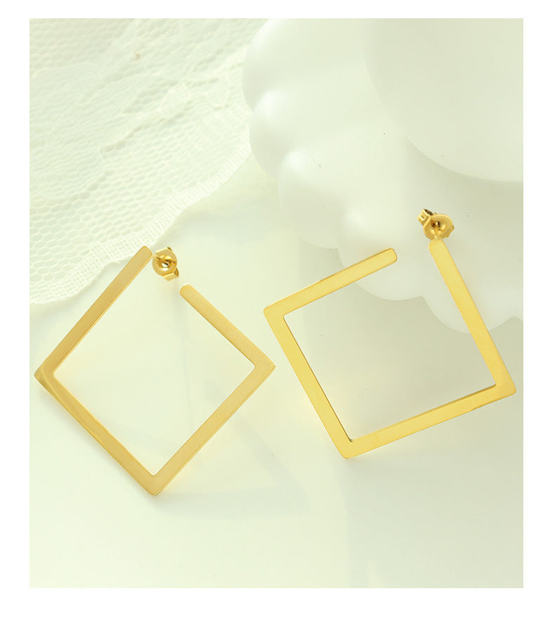 Fashion Simple Geometric Titanium Steel Three-layer Earrings Wholesale