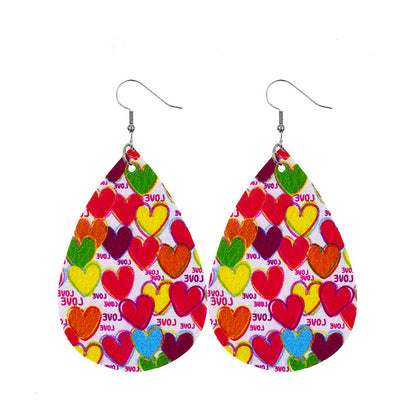 1 Pair Sweet Streetwear Heart Shape Pu Leather Drop Earrings