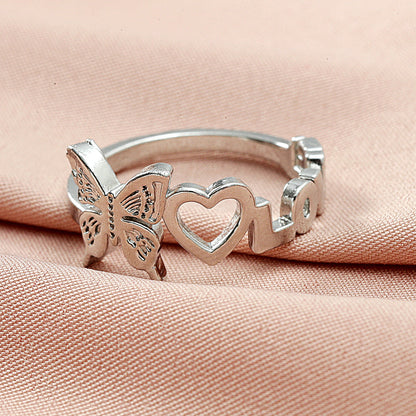 Fashion Hollow Butterfly Heart Ring