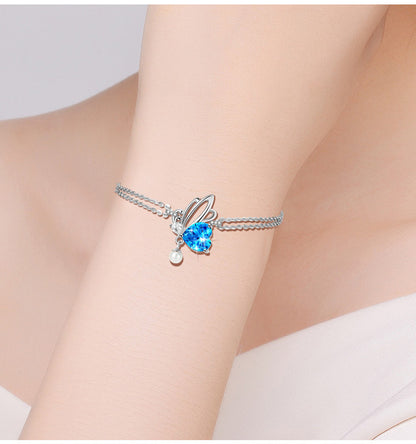 Simple Style Butterfly Sterling Silver Inlay Crystal Bracelets