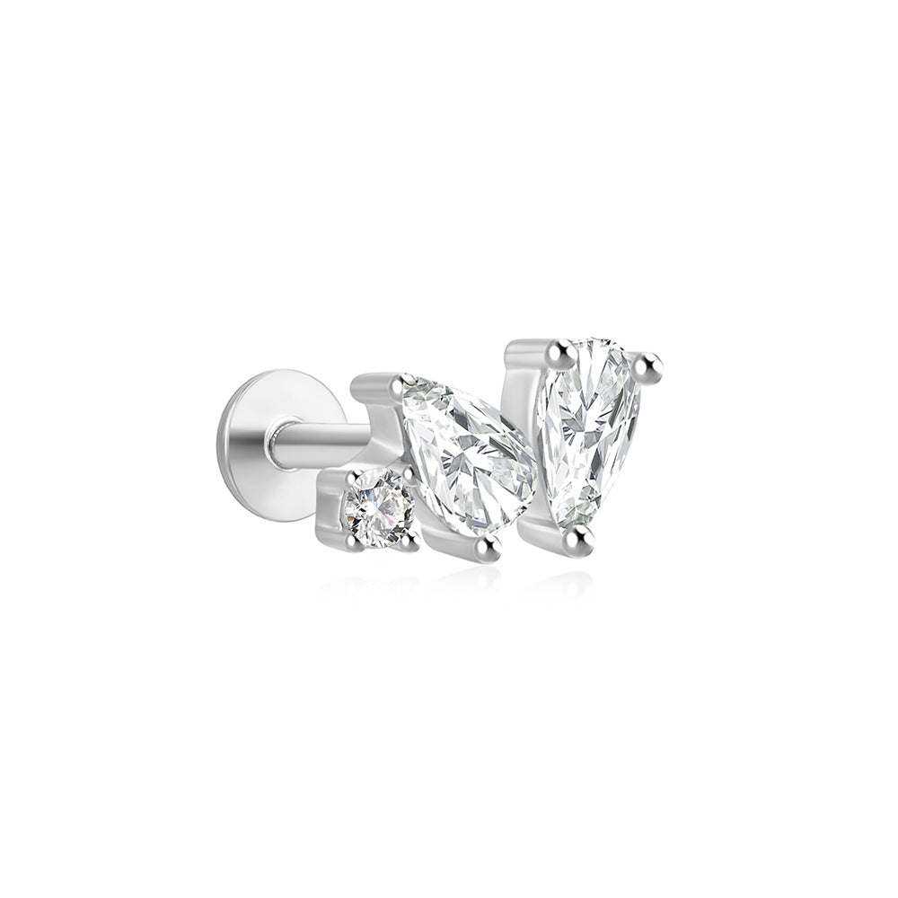 1 Piece Simple Style Geometric Plating Sterling Silver Zircon Ear Studs