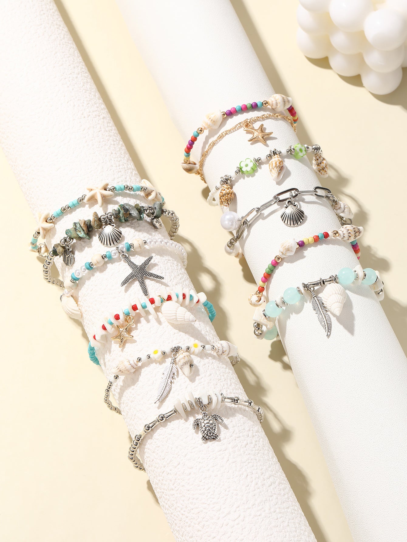 Wholesale Jewelry Vacation Tortoise Starfish Conch Imitation Pearl Alloy Shell Beaded Bracelets