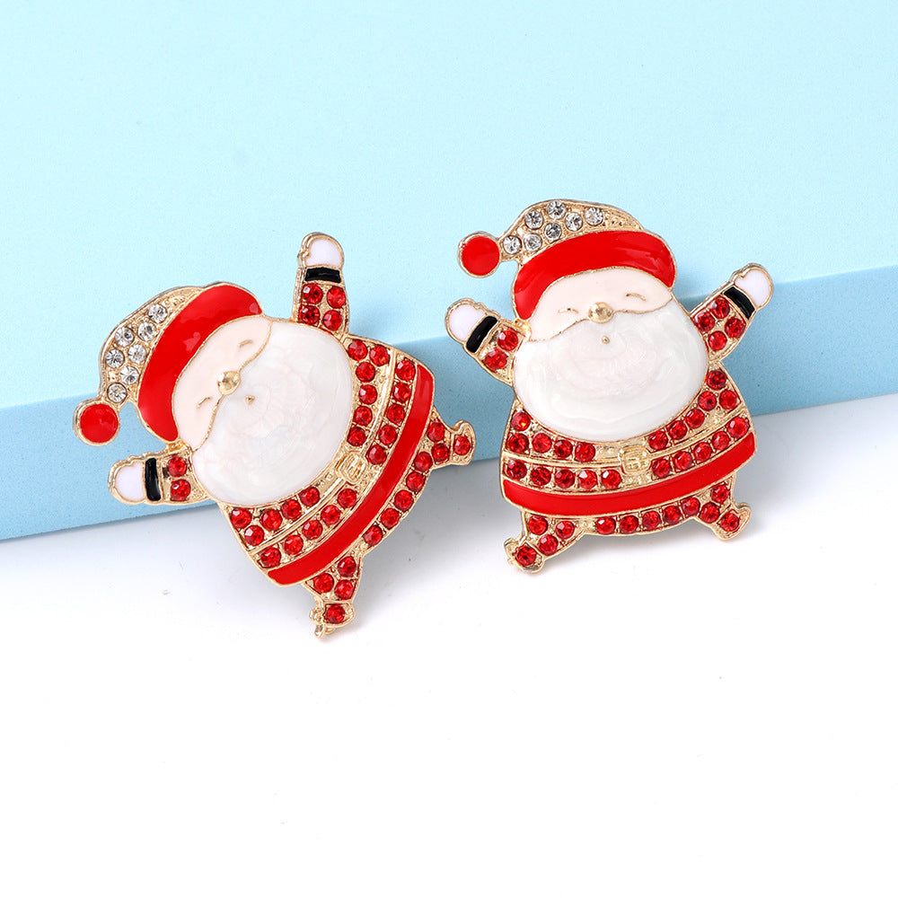 Fashion Santa Claus Alloy Inlay Rhinestones Women's Ear Studs 1 Pair