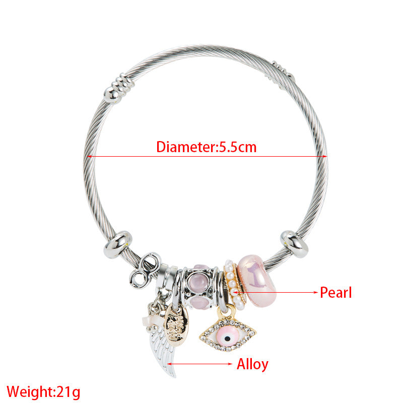 Fashion Eye Alloy Plating Artificial Gemstones Women's Bracelets