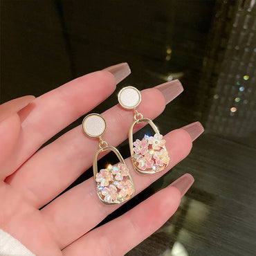 Sweet Flower Alloy Sequins Women's Drop Earrings
