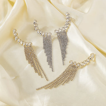 Elegant Lady Geometric Alloy Tassel Plating Inlay Rhinestones Women's Drop Earrings