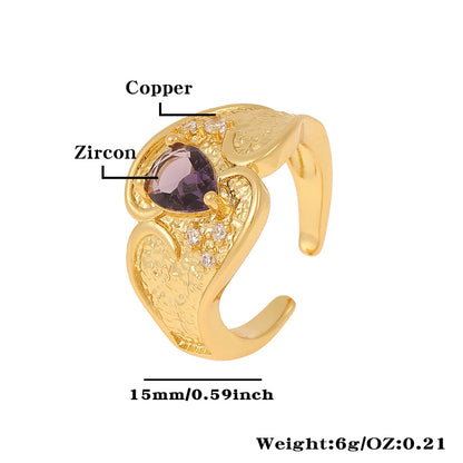 Ig Style Geometric Copper Plating Inlay Artificial Pearls Zircon Open Ring