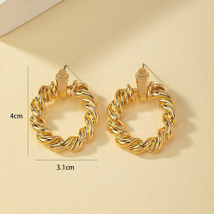 1 Pair Vintage Style Solid Color Twist Plating Alloy Ear Studs