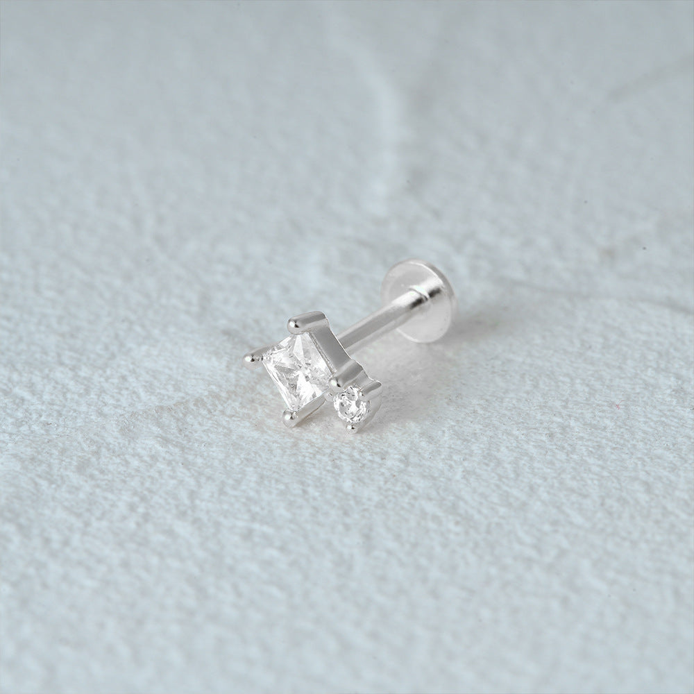 1 Piece Simple Style Geometric Plating Sterling Silver Zircon Ear Studs