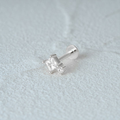 1 Piece Simple Style Geometric Plating Sterling Silver Zircon Ear Studs