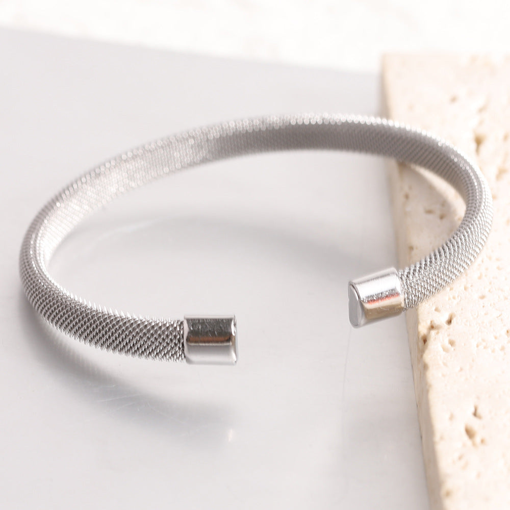 Simple Style Solid Color Titanium Steel Bangle In Bulk