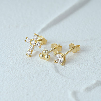 1 Set Simple Style Star Butterfly Plating Sterling Silver Ear Studs