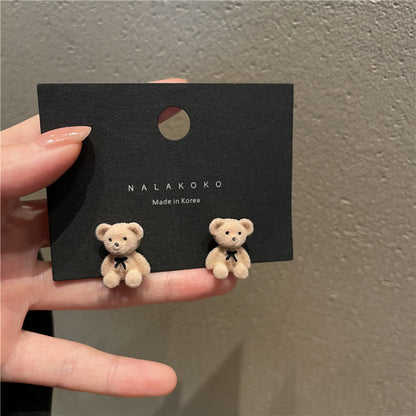 Cute Plush Bow Bear Stud Earrings Wholesale Gooddiy