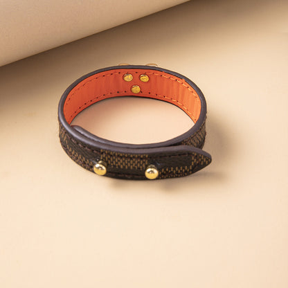 Simple Style V Shape Letter Lattice Pu Leather Wholesale Wristband