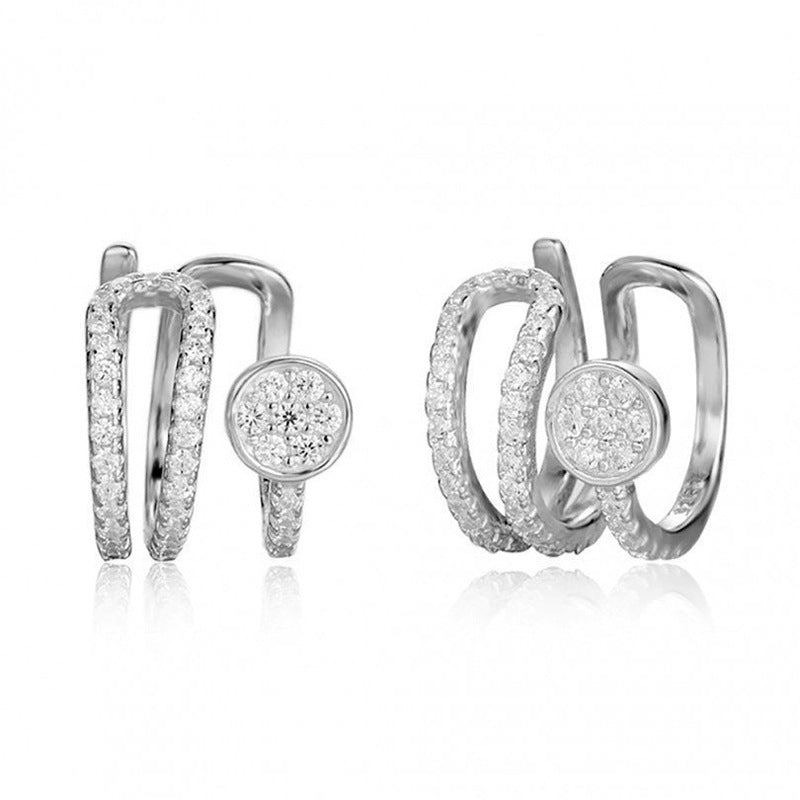 Cross-border Korean Single Copper Plated 18k Double Layer Irregular Ear Clip Diamond Without Pierced Earrings