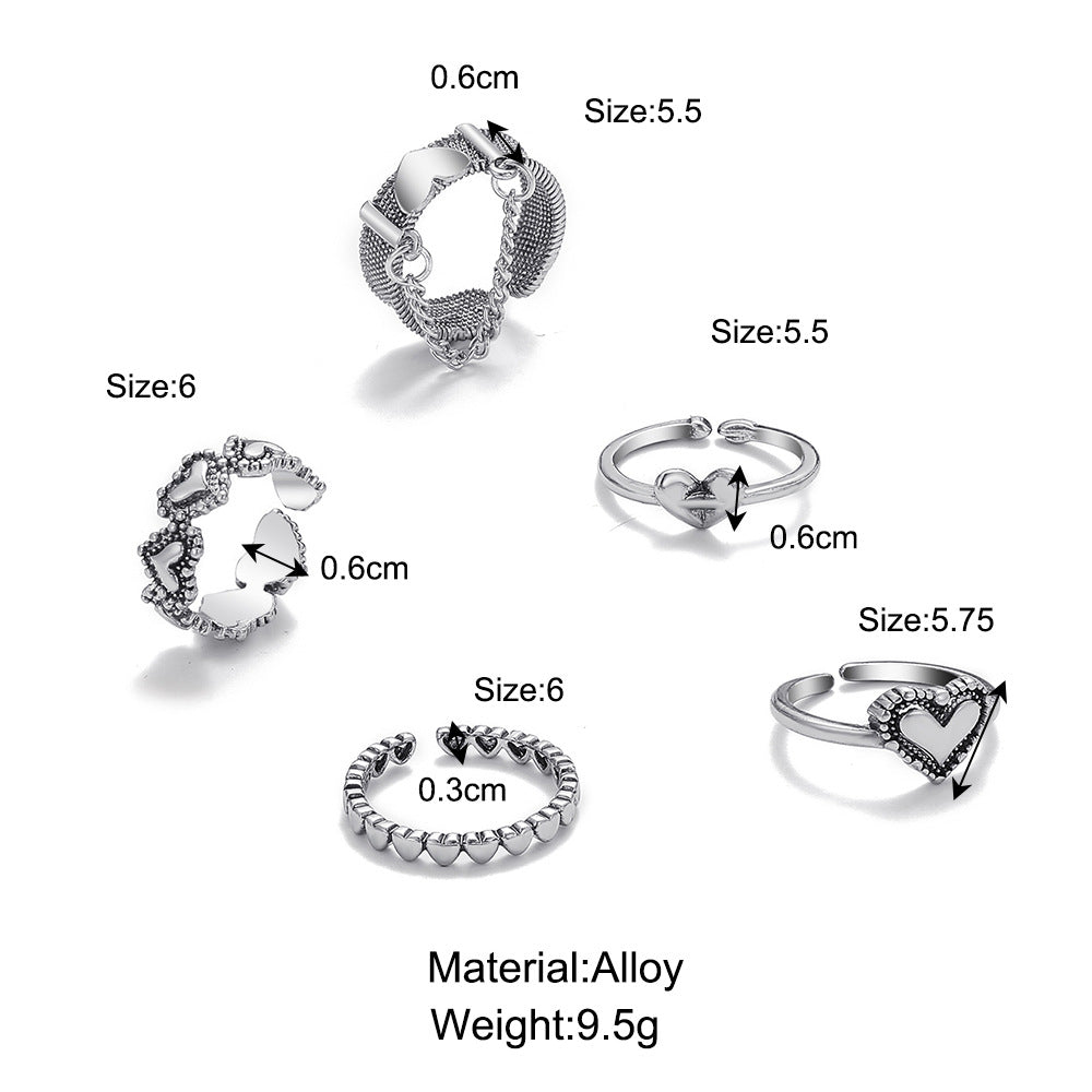 Retro Heart Shape Metal Plating Open Ring