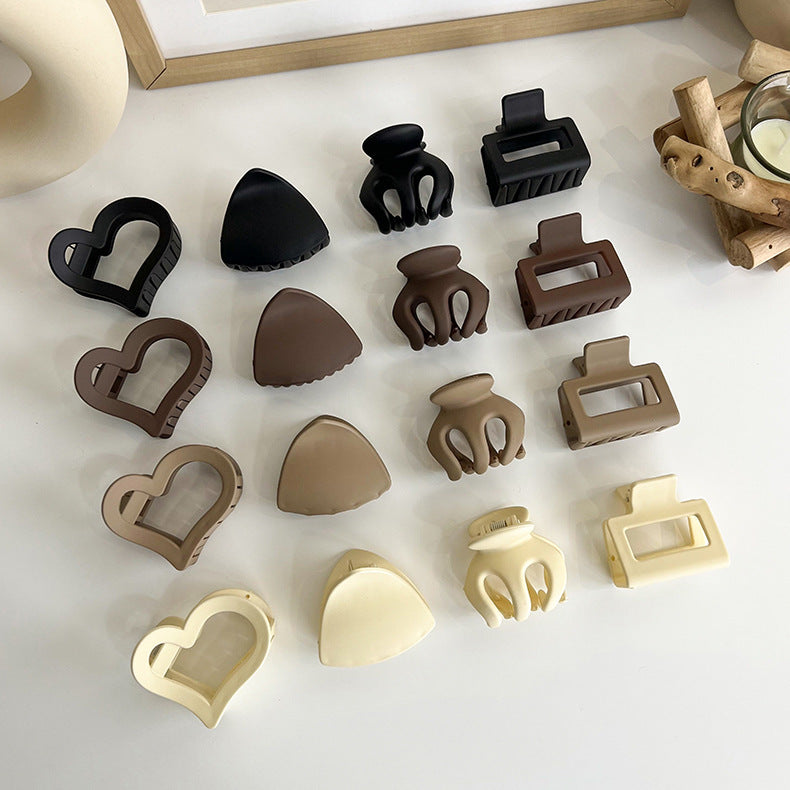 Autumn And Winter New Milk Tea Coffee Grasp Clip Elegant Temperament Hair Claw Back Head Hair Grasp Ins Simple Hair Accessories