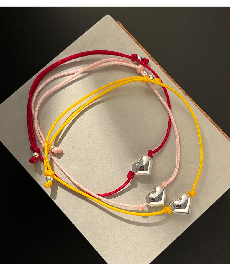 Simple Style Heart Shape Sterling Silver Rope Bracelets