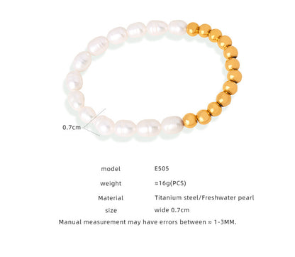 Elegant Geometric Freshwater Pearl Titanium Steel Beaded Plating Bracelets