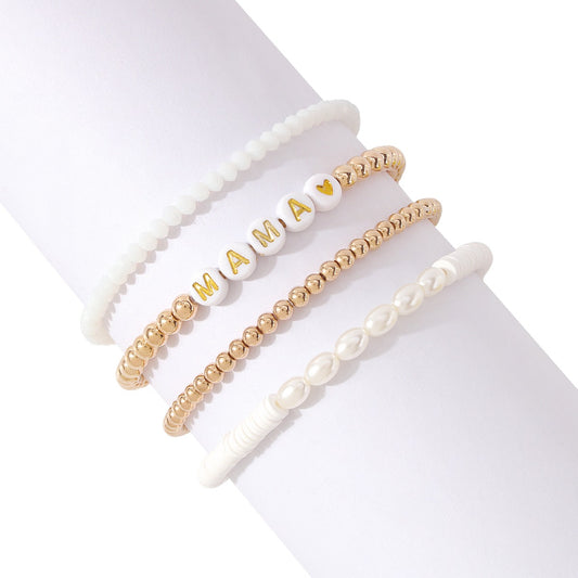 Mama Simple Style Letter Artificial Crystal Alloy Soft Clay Wholesale Bracelets