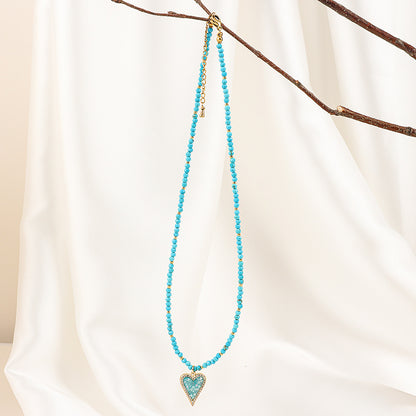 Ethnic Style Bohemian Heart Shape Alloy Agate Necklace In Bulk