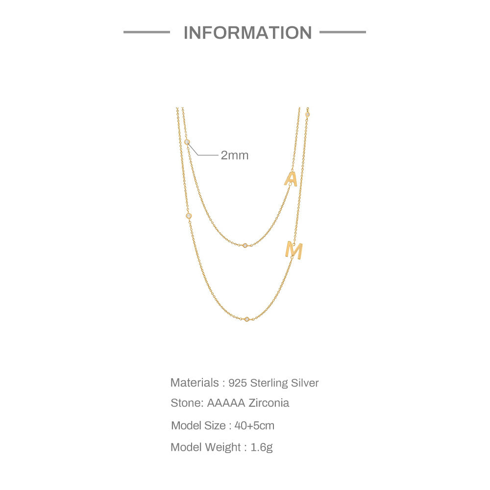 Simple Style Letter Silver Plating Inlay Zircon Necklace 1 Piece