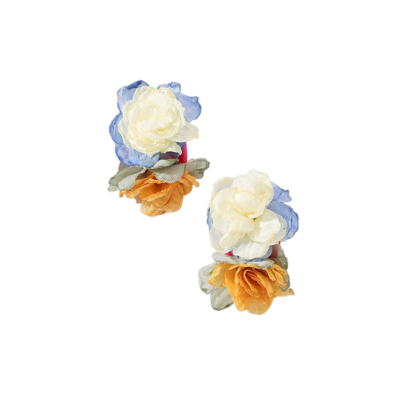 Fashion Flower Cloth Handmade Women's Earrings 1 Pair