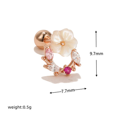 Fashion Butterfly Copper Inlay Zircon Ear Studs 1 Piece