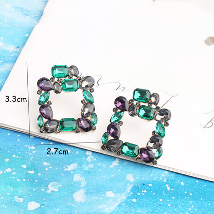 Bohemian Square Alloy Plating Glass Women's Ear Studs 1 Pair