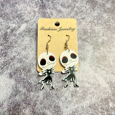 1 Pair Retro Halloween Pattern Skull Arylic Drop Earrings