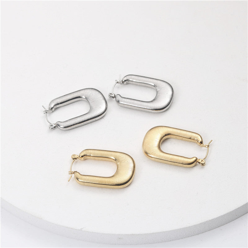 Fashion U Shape Titanium Steel Plating Earrings 1 Pair