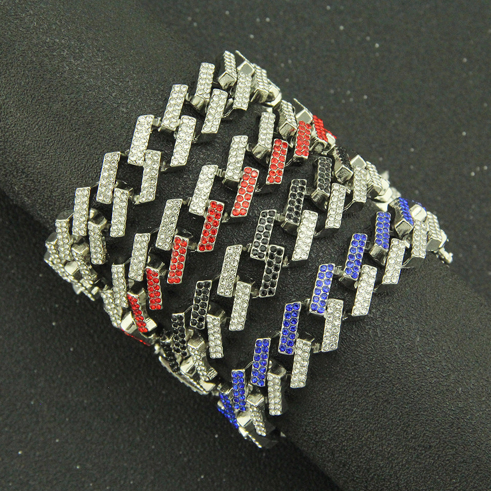 Fashion Geometric Full Colorful Diamond Diamond-shaped Alloy Bracelet