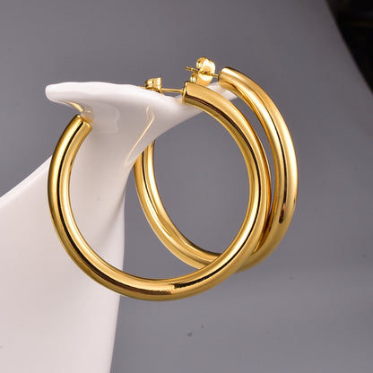 Gooddiy Jewelry Wholesale Fashion C-shaped Titanium Steel Golden Earrings