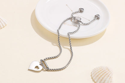 New Simple Stainless Steel Fashion Retro Heart-shaped Bracelet