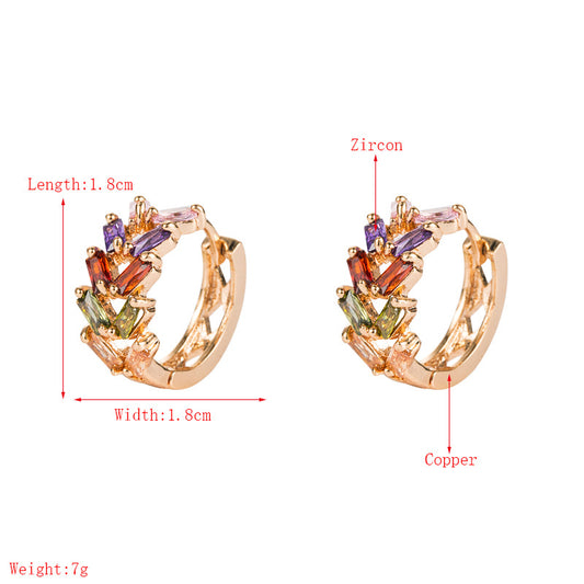 Fashion Leaf Brass Micro-inlaid Zircon Earrings